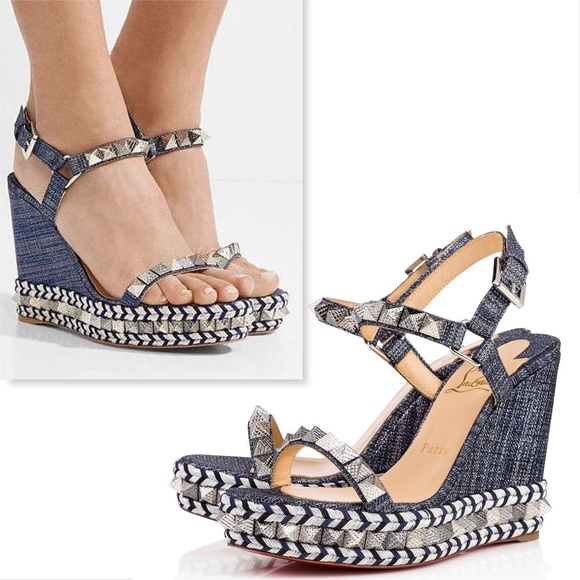 louboutin studded wedges